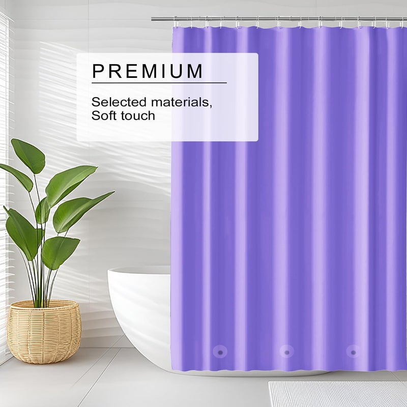 TIKABC Shower Curtain Liner, Purple PEVA 4G Lightweight Shower Liner, Plastic Waterproof Shower Curtains, 72x72 inch with 12 Grommet Holes 3 Large Magnetic Weights - Image 2